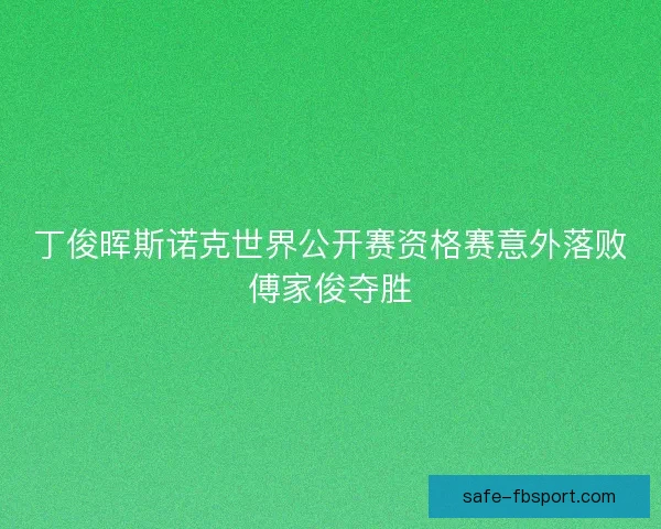 丁俊晖斯诺克世界公开赛资格赛意外落败傅家俊夺胜